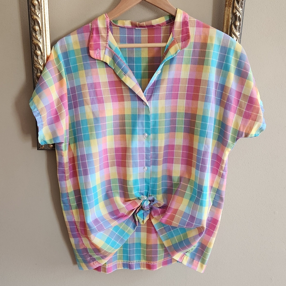 vintage Colorful Plaid Women's Top